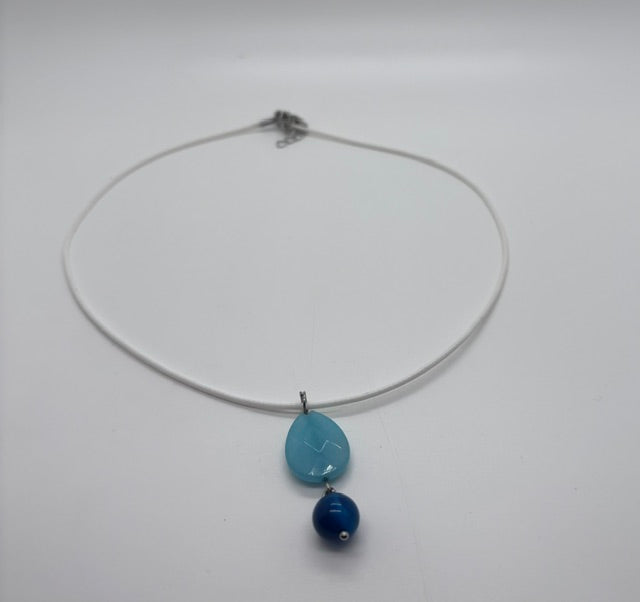 Ciondolo Angelite e agata blu striata