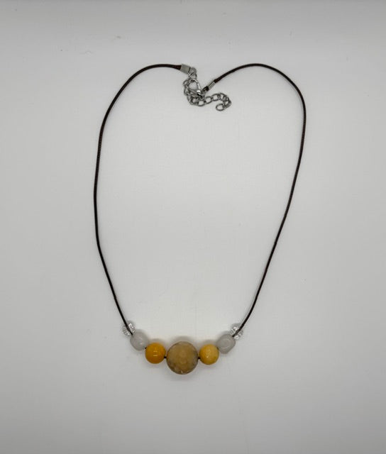 Ciondolo in Calcite Gialla Giada e Quarzo Ialino