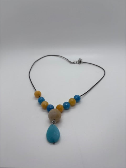 COLLANA IN CALCITE GIADA GIALLA E ANGELITE