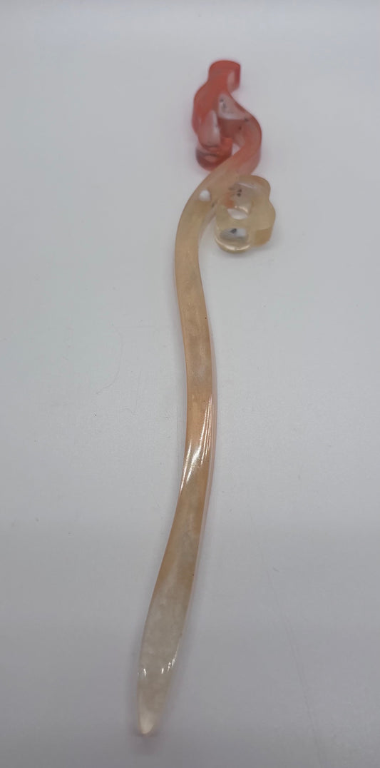 Bastoncino per i capelli in resina e pietre naturali